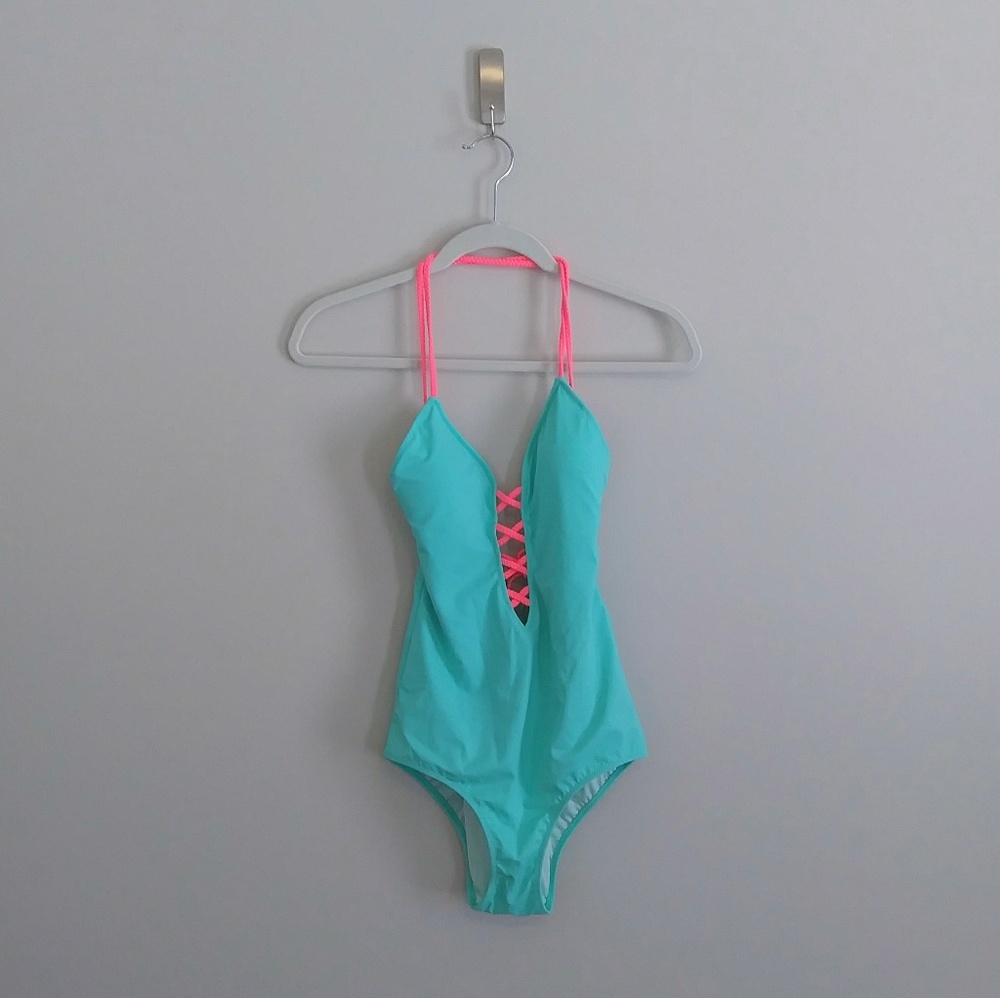 Victoria's Secret Aqua Braided One Piece Swim Suit